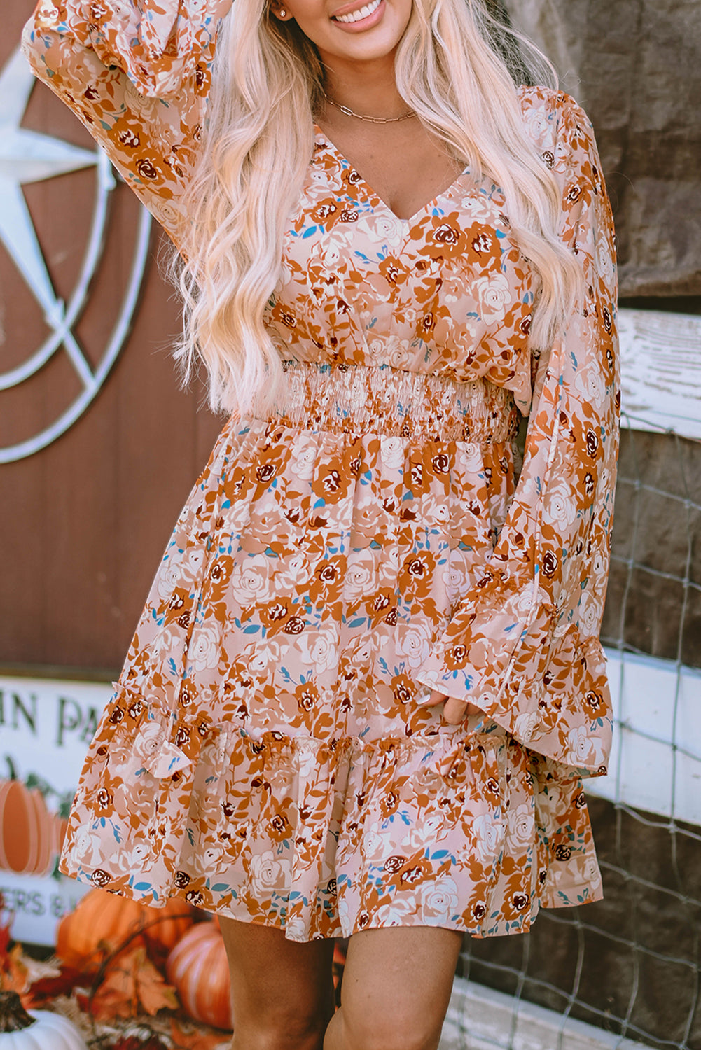 Floral Smocked Waist Dress