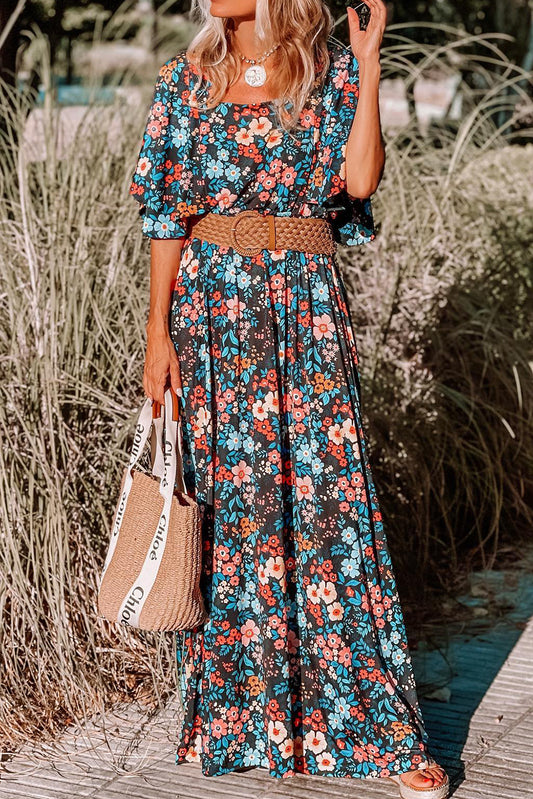 Floral Tie Back Maxi Dress