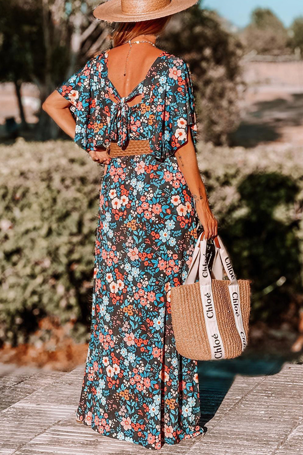 Floral Tie Back Maxi Dress