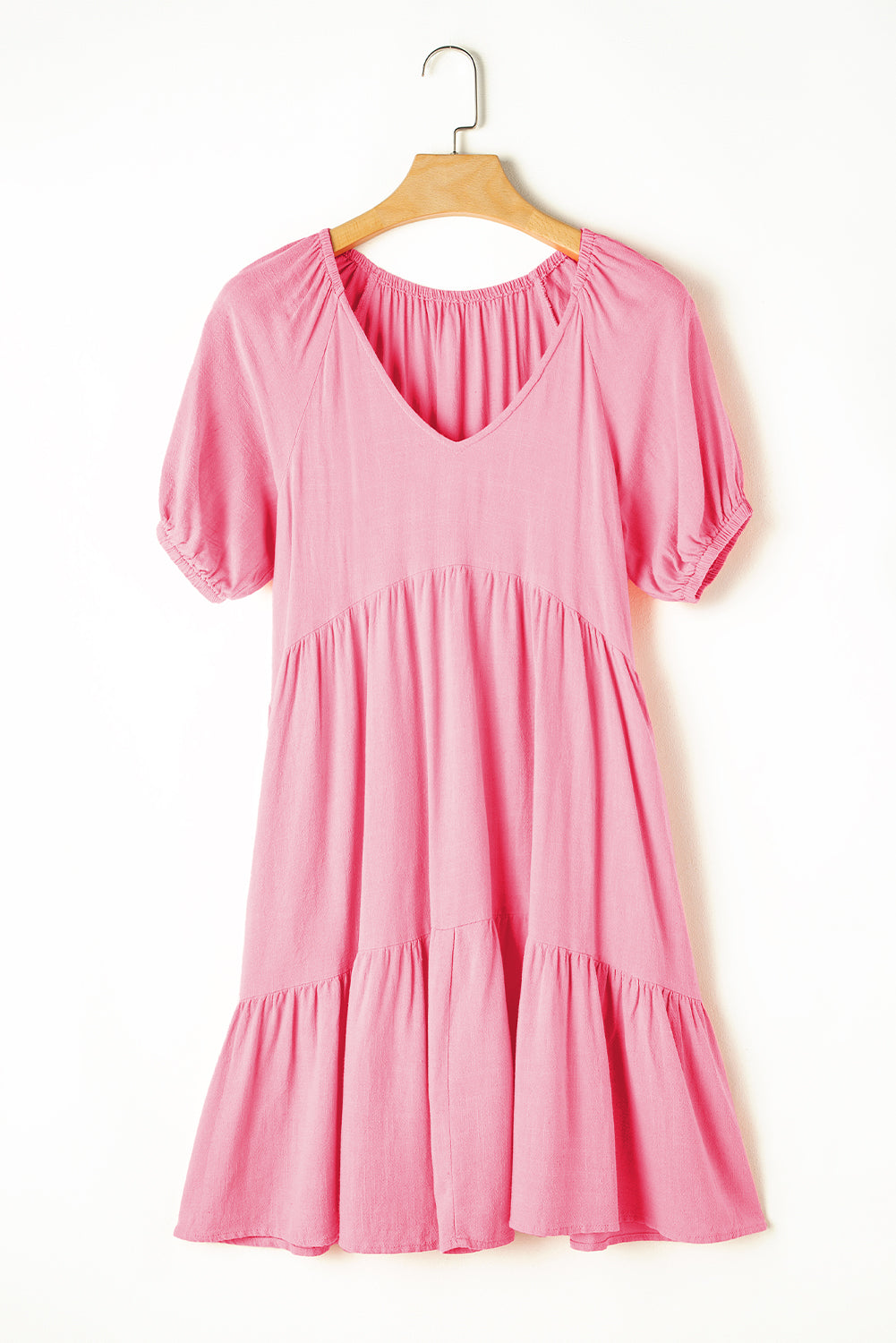 Puff Sleeve Tiered Swing Dress