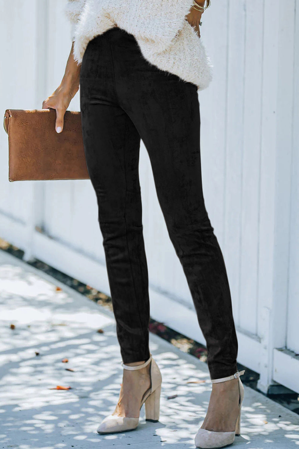 High Waist Faux Suede Leggings