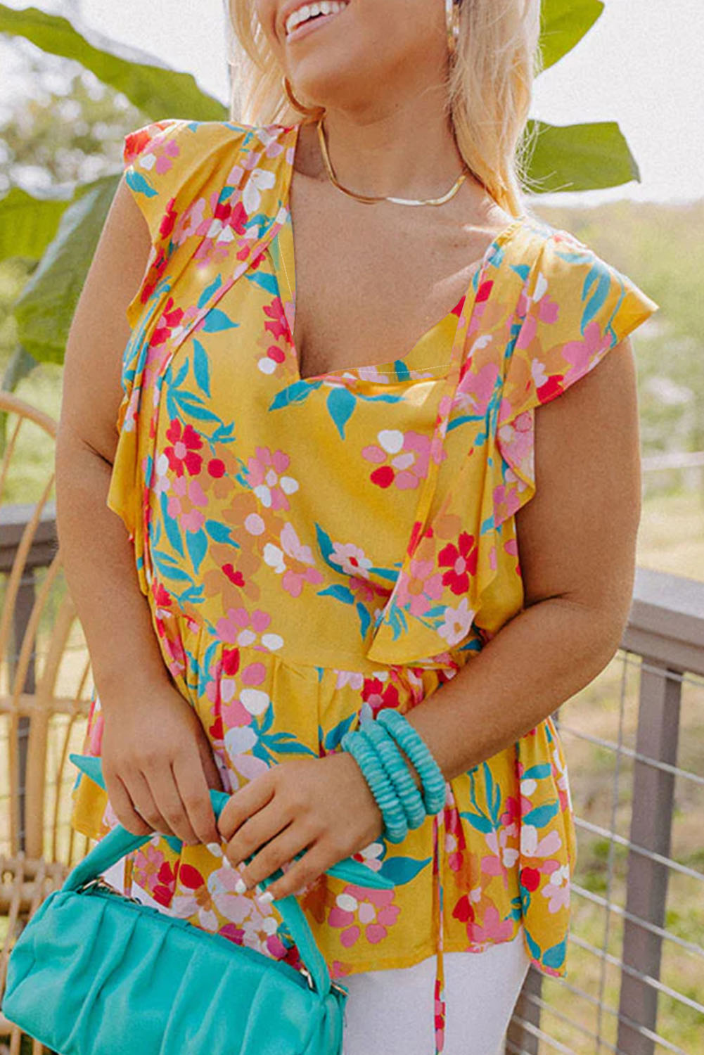 Plus Size Floral Peplum Tank Top