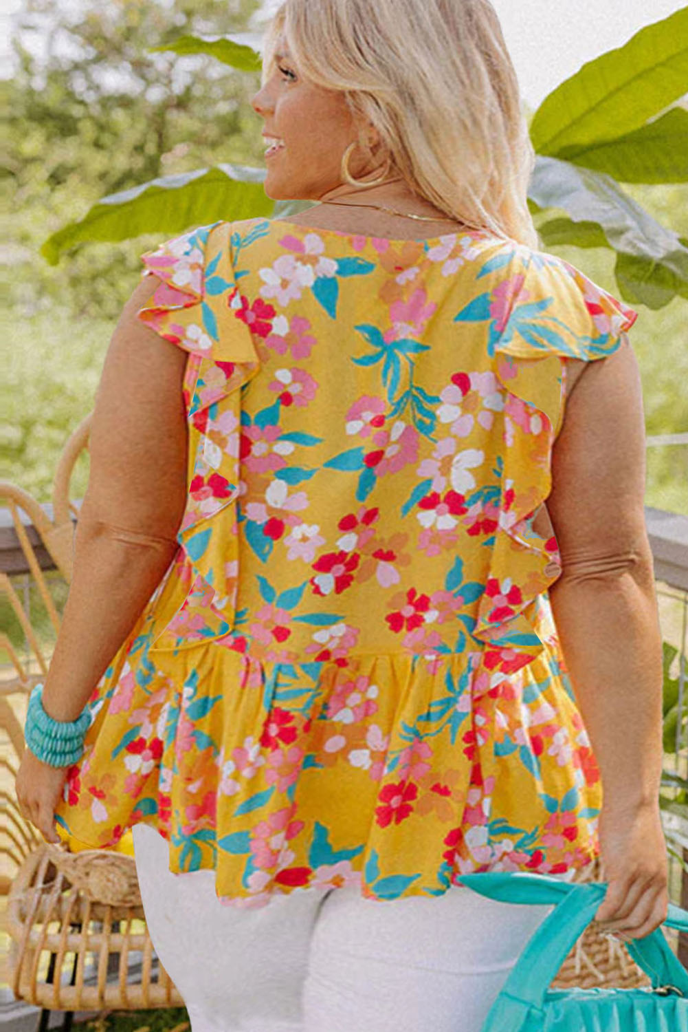 Plus Size Floral Peplum Tank Top