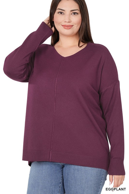 Plus Hi-Low Front Seam Sweater