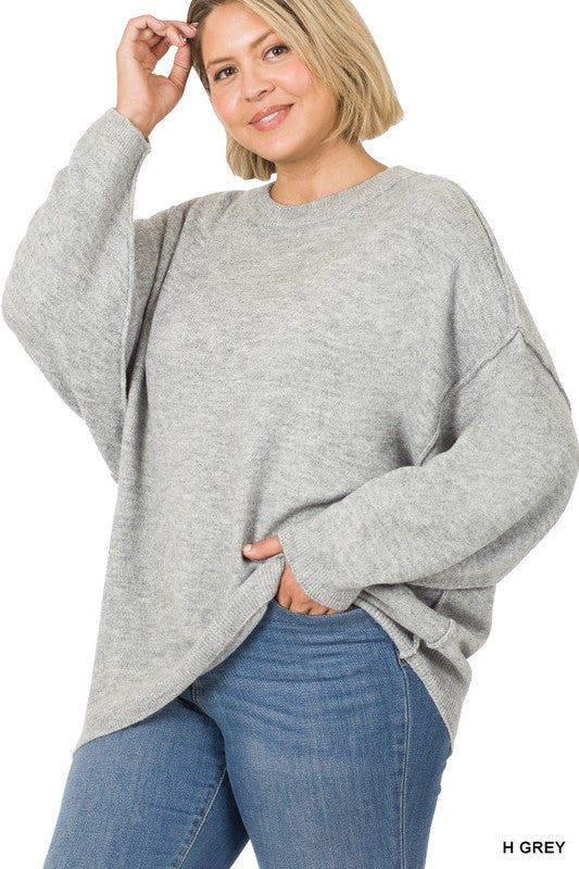PLUS RAW SEAM MELANGE SWEATER