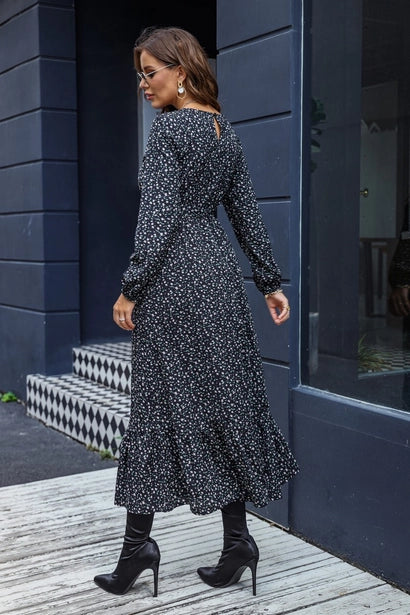 Floral Print Long Sleeve Maxi Dress