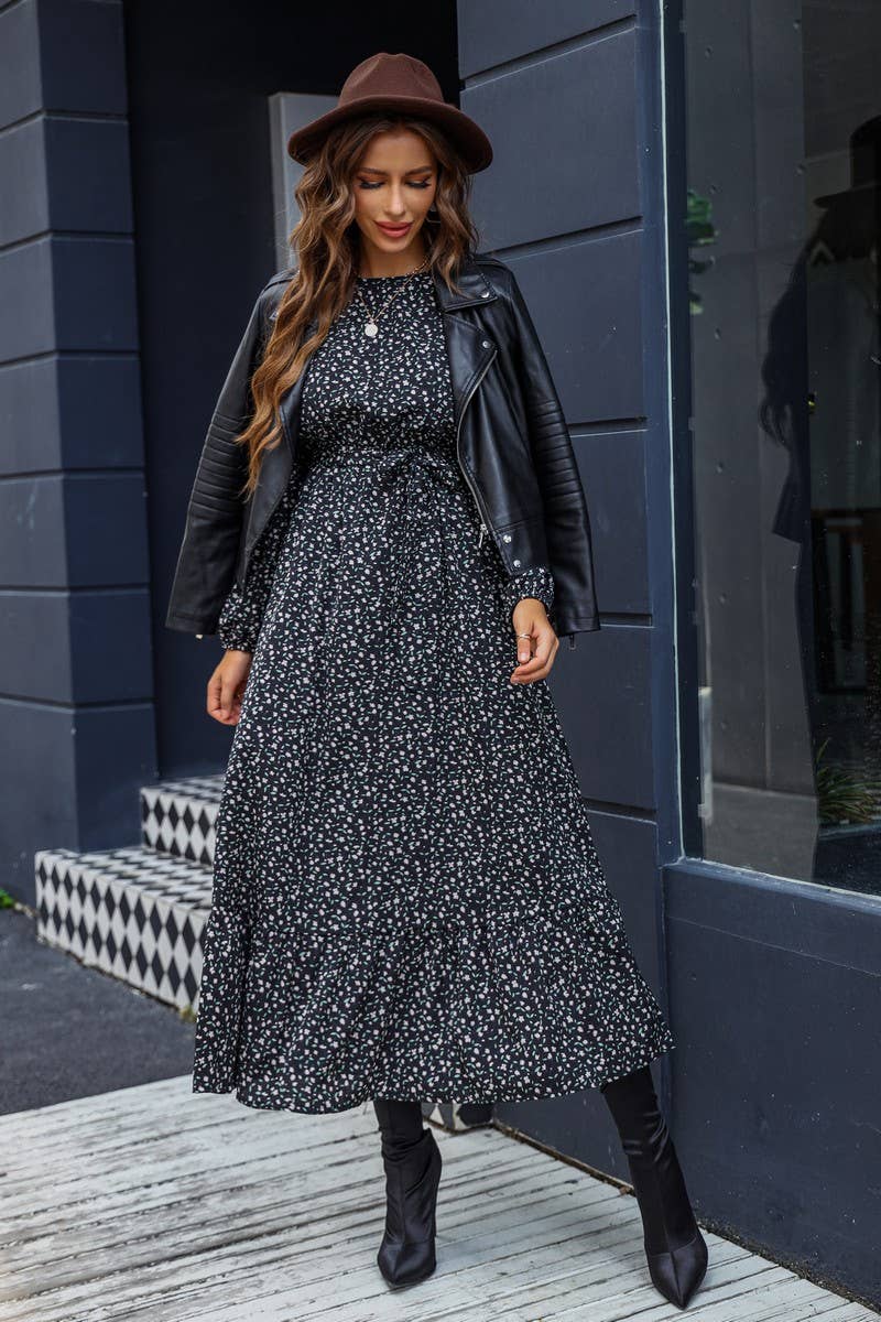 Floral Print Long Sleeve Maxi Dress
